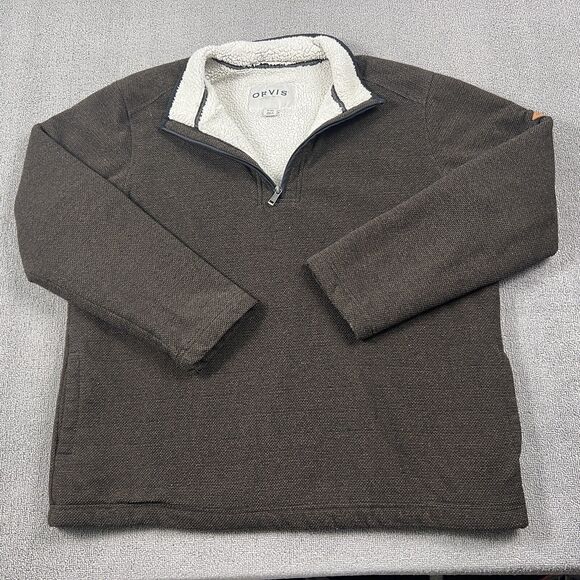 Orvis Sweater Extra Large Brown Long Sleeve Fishing Outdoor Fleece Casual Mens - Picture 1 of 13